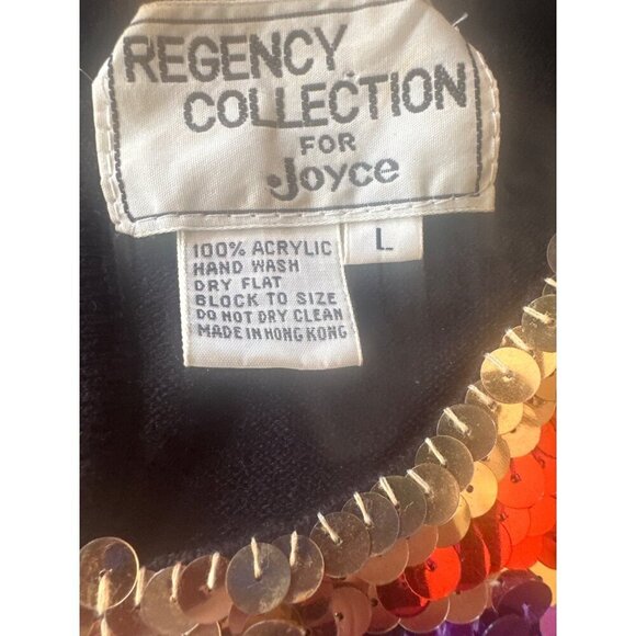 Regency Collection for Joyce Black Knit Multi Color Sequin Sweater Size Large - Picture 3 of 4